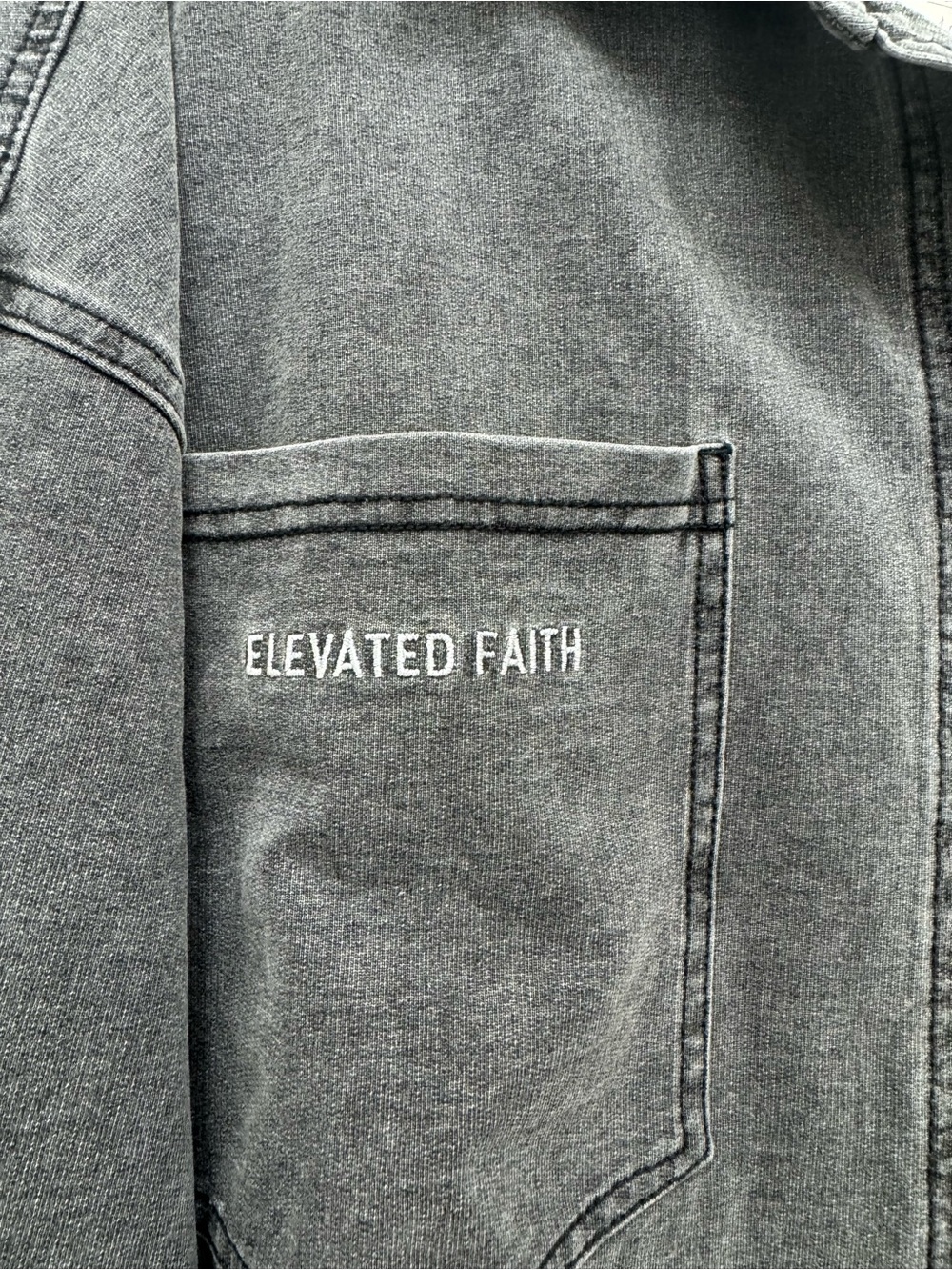 Elevated Faith Washed Gray Button-Front Shacket - Picture 3 of 5